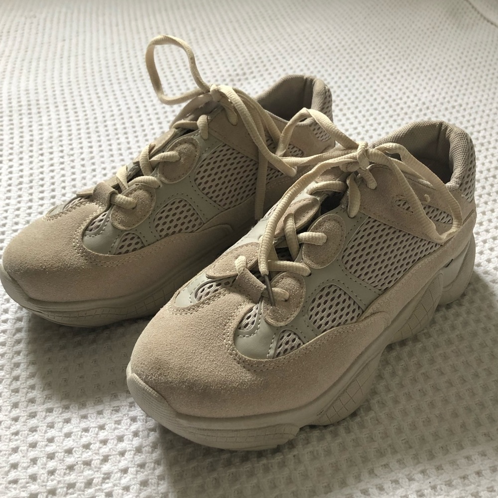 Beige suede sneakers